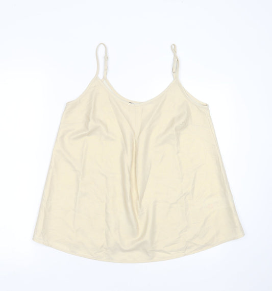 CAPSULE  Womens Gold  Polyester Camisole Blouse Size 12 Round Neck