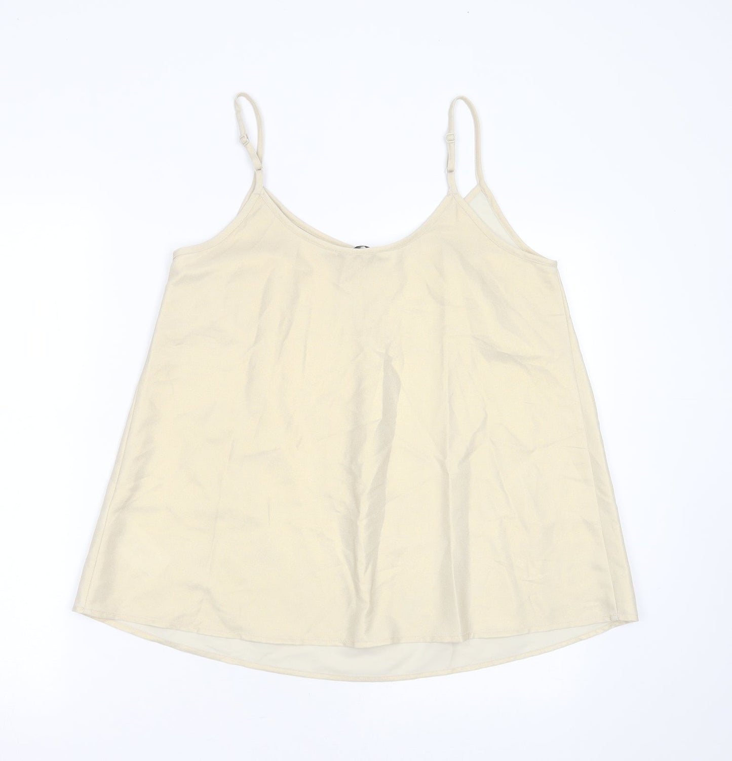 CAPSULE  Womens Gold  Polyester Camisole Blouse Size 12 Round Neck