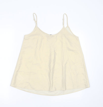 CAPSULE  Womens Gold  Polyester Camisole Blouse Size 12 Round Neck