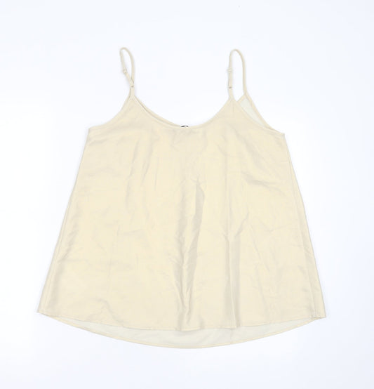 CAPSULE  Womens Gold  Polyester Camisole Blouse Size 12 Round Neck