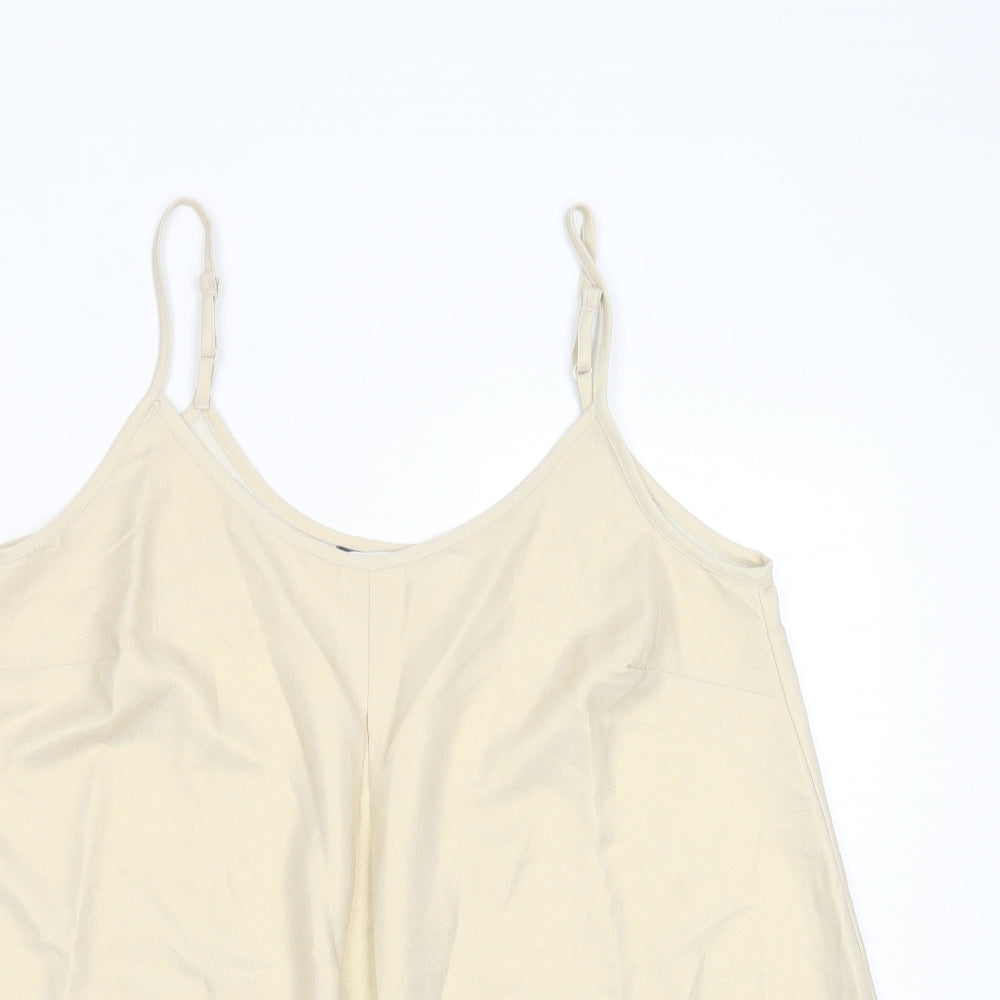 CAPSULE  Womens Gold  Polyester Camisole Blouse Size 12 Round Neck