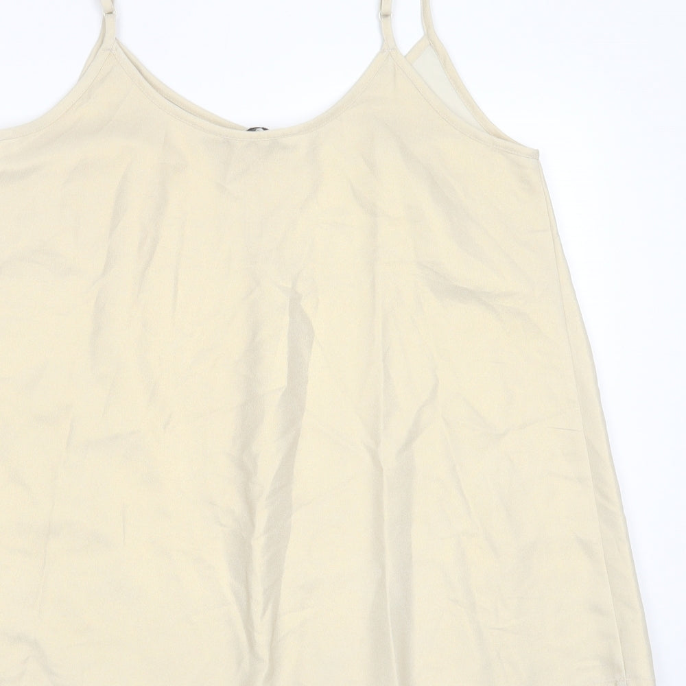 CAPSULE  Womens Gold  Polyester Camisole Blouse Size 12 Round Neck