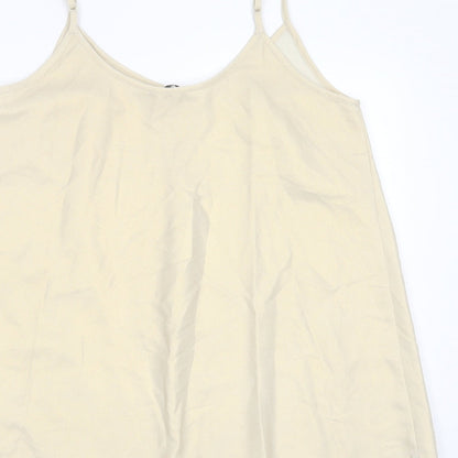 CAPSULE  Womens Gold  Polyester Camisole Blouse Size 12 Round Neck