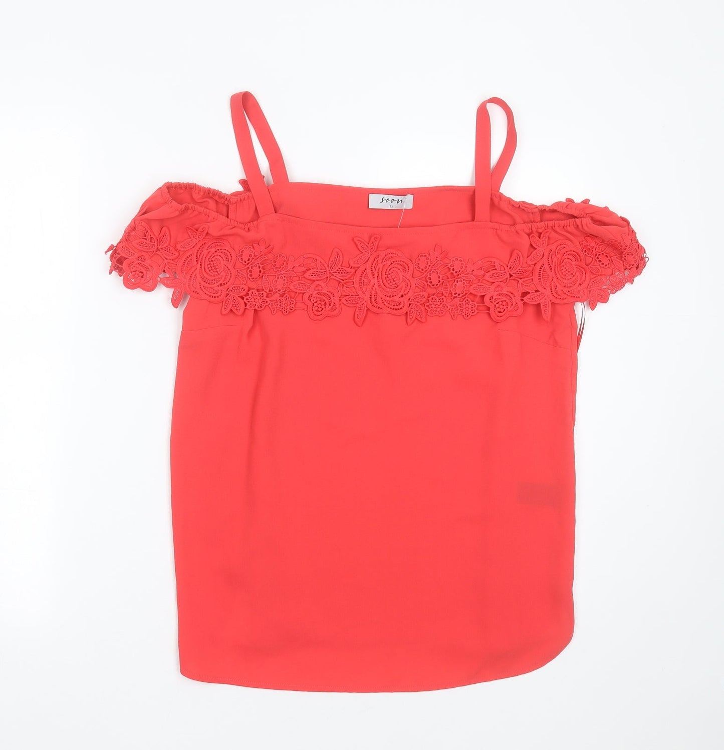 Womens UK Size 12 Soon Red Basic Blouse