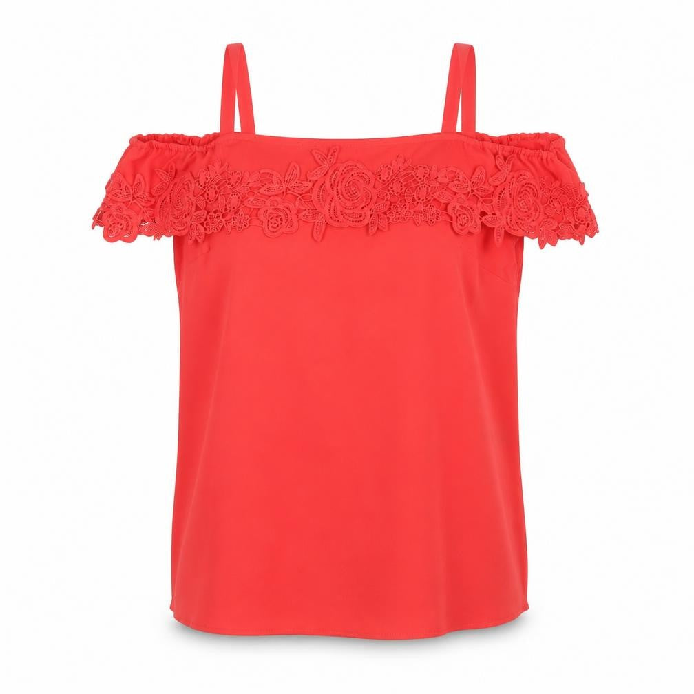 Womens UK Size 12 Soon Red Basic Blouse