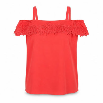 Womens UK Size 12 Soon Red Basic Blouse