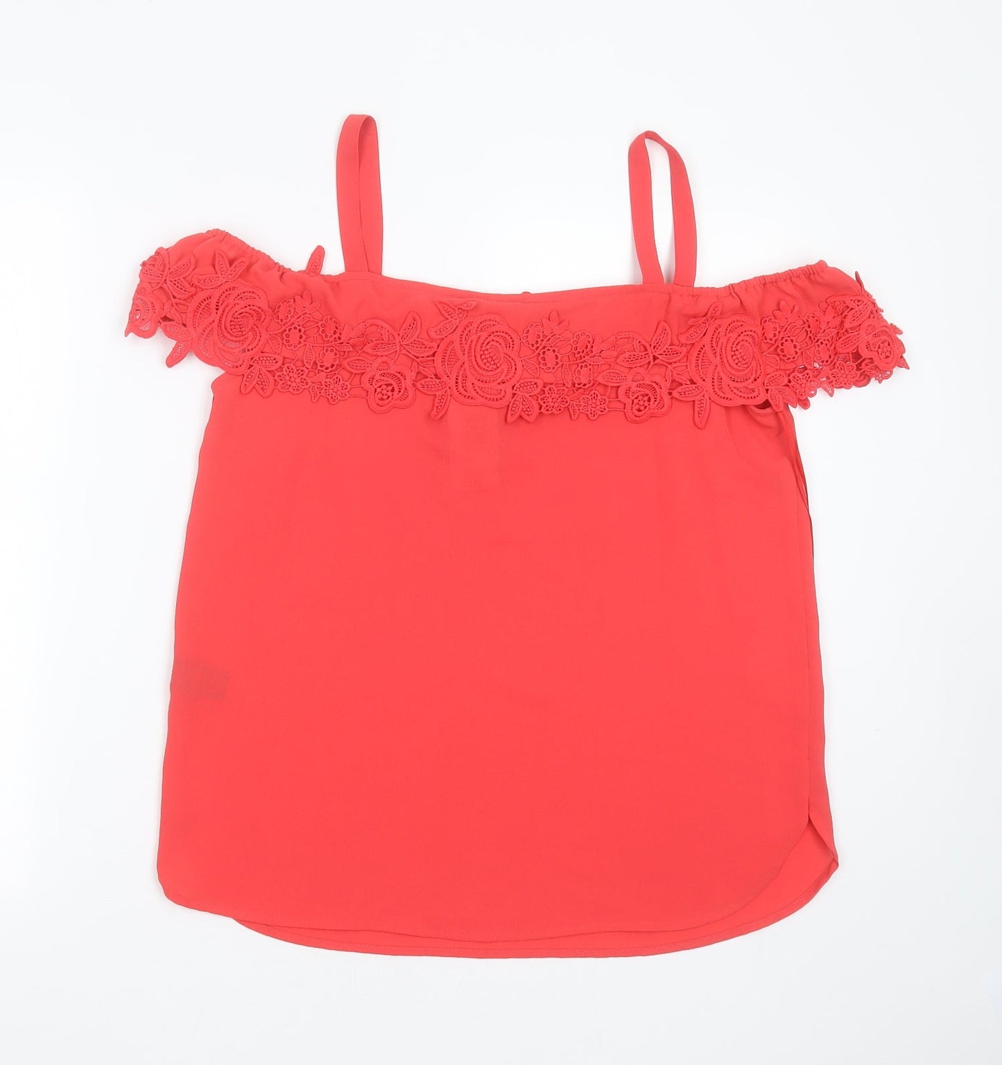 Womens UK Size 12 Soon Red Basic Blouse