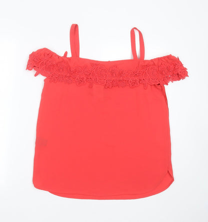 Womens UK Size 12 Soon Red Basic Blouse