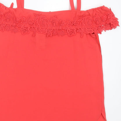 Womens UK Size 12 Soon Red Basic Blouse