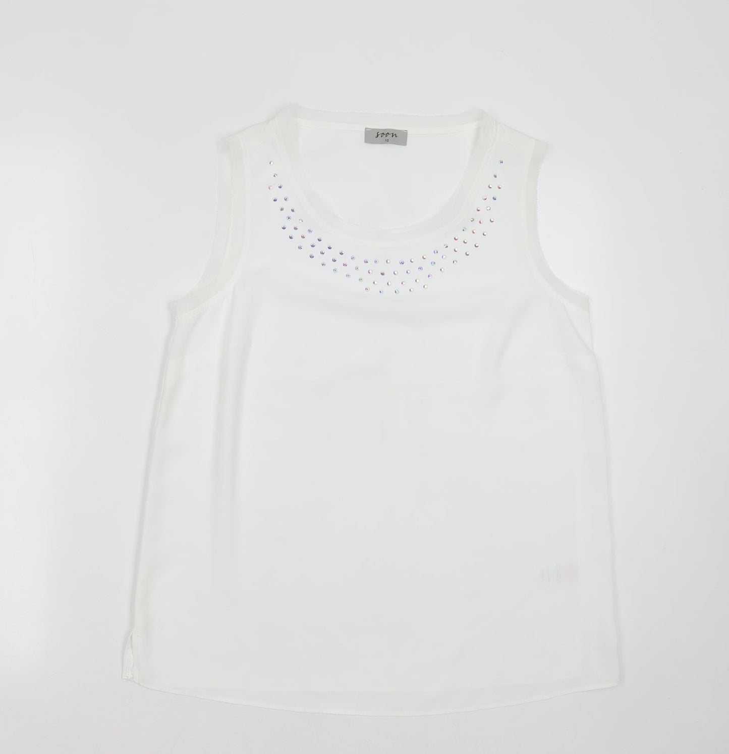 Womens UK Size 10 Soon White Basic Blouse