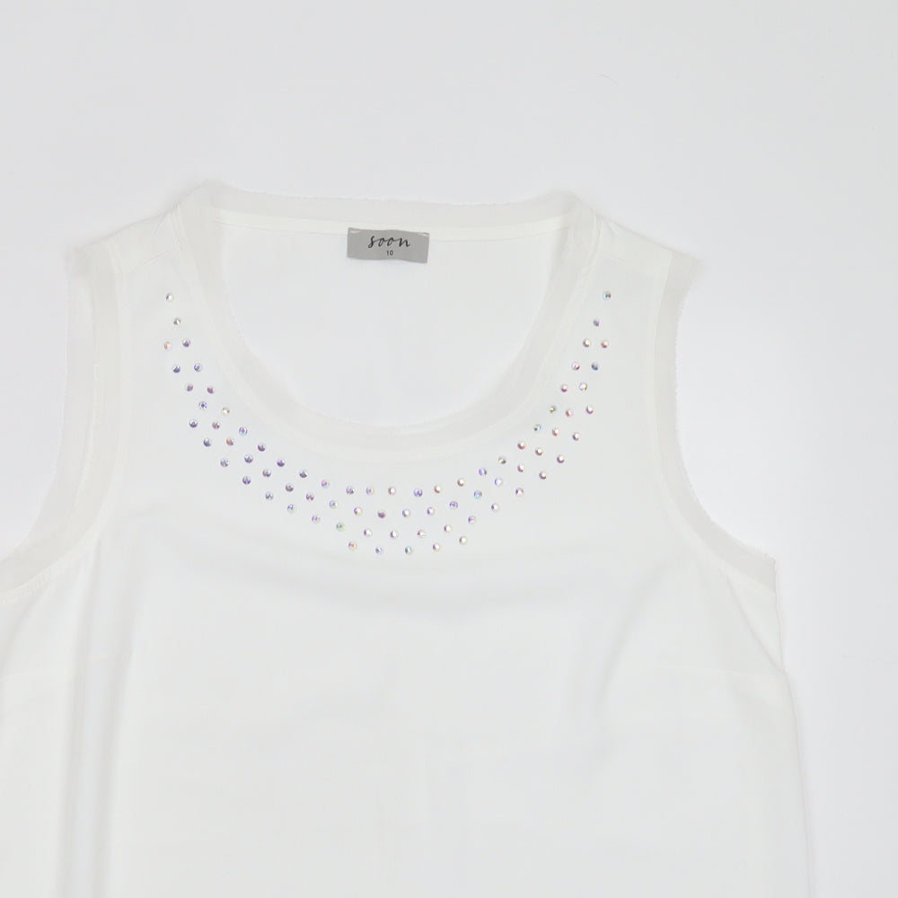 Womens UK Size 10 Soon White Basic Blouse