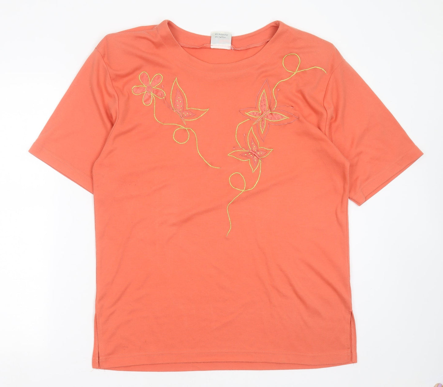 Womens UK Size L Poppy Orange Basic T-Shirt