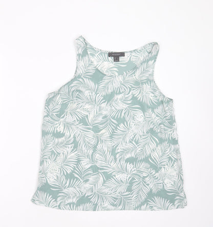 Primark Womens Green Floral Polyester Basic Blouse Size 12 Round Neck - leaf print