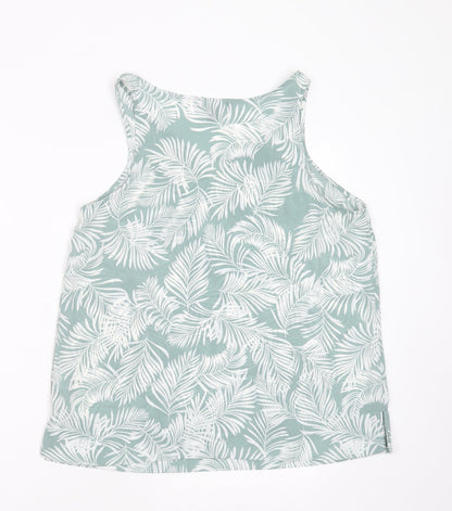 Primark Womens Green Floral Polyester Basic Blouse Size 12 Round Neck - leaf print