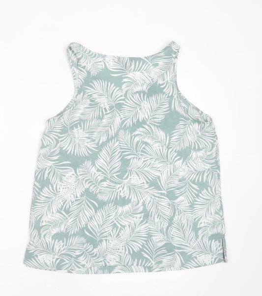 Primark Womens Green Floral Polyester Basic Blouse Size 12 Round Neck - leaf print