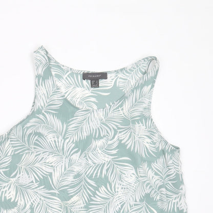 Primark Womens Green Floral Polyester Basic Blouse Size 12 Round Neck - leaf print