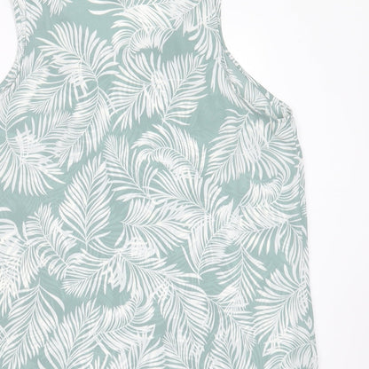 Primark Womens Green Floral Polyester Basic Blouse Size 12 Round Neck - leaf print