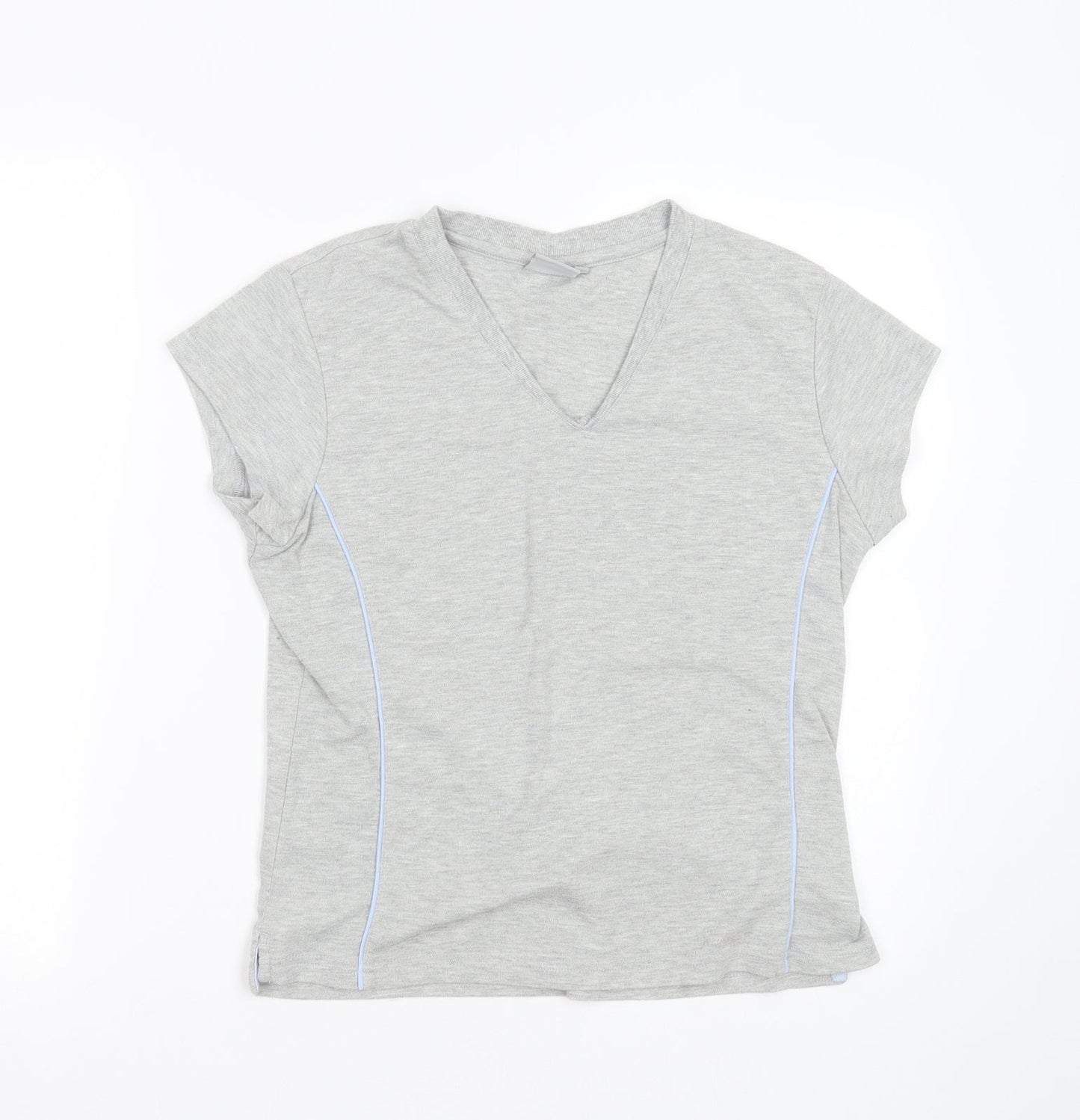 LA Gear Womens Grey  Polyester Basic T-Shirt Size 16 V-Neck