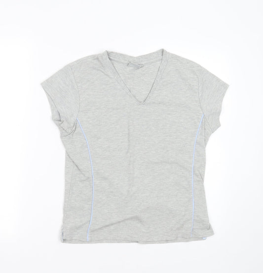 LA Gear Womens Grey  Polyester Basic T-Shirt Size 16 V-Neck