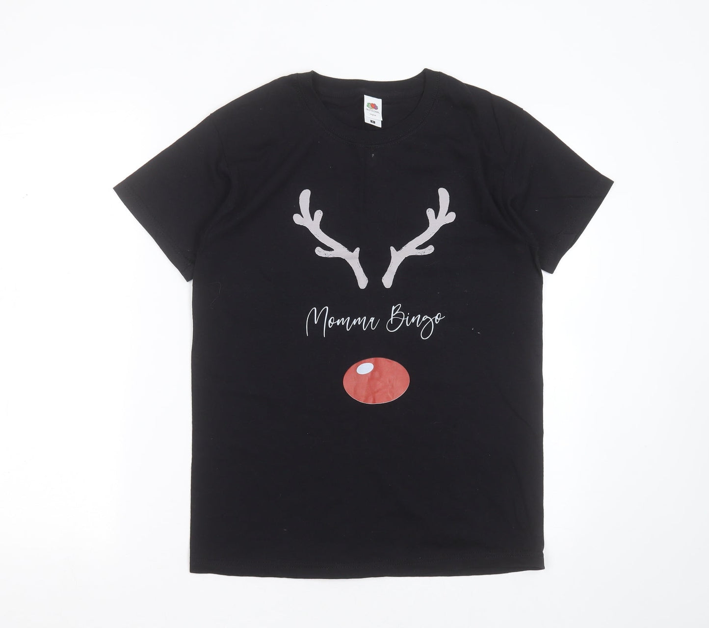 Womens UK Size S Fruit of the Loom Black Basic T-Shirt