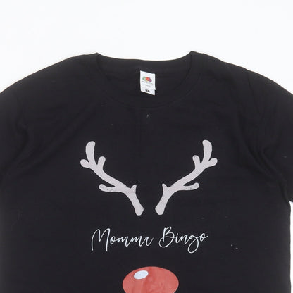 Womens UK Size S Fruit of the Loom Black Basic T-Shirt