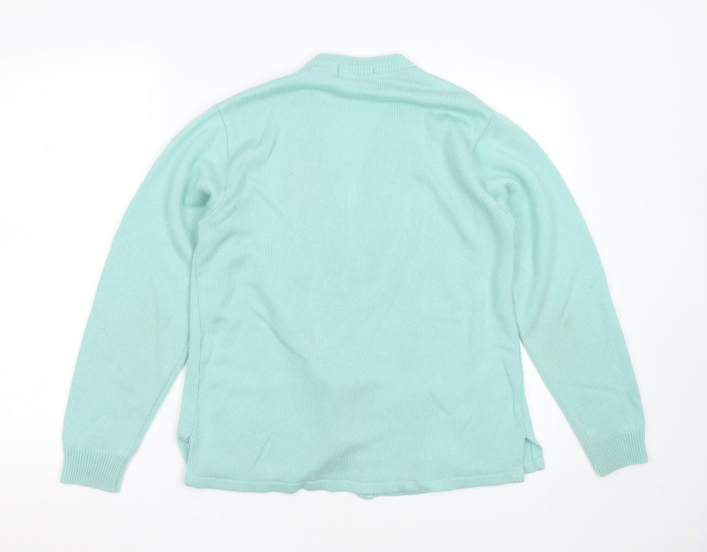 reflect knitwear Womens Green V-Neck Geometric Acrylic Cardigan Jumper Size S