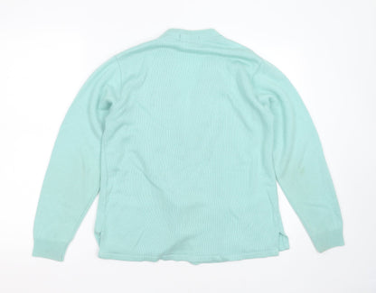 reflect knitwear Womens Green V-Neck Geometric Acrylic Cardigan Jumper Size S