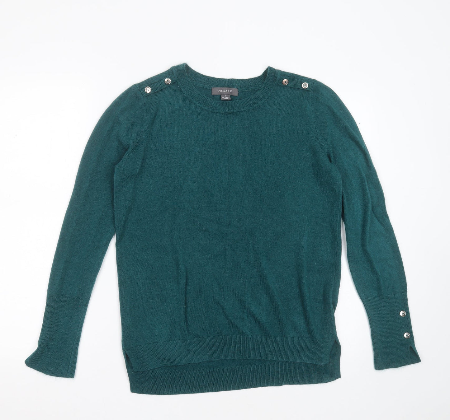 Primark Womens Green Round Neck  Acrylic Pullover Jumper Size S