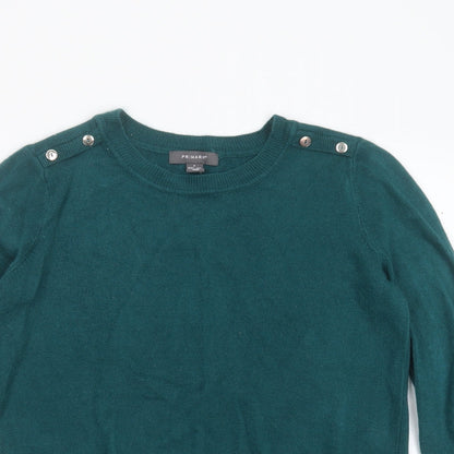 Primark Womens Green Round Neck  Acrylic Pullover Jumper Size S