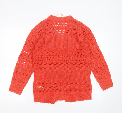 Papaya Womens Red V-Neck Striped Polyester Cardigan Jumper Size S