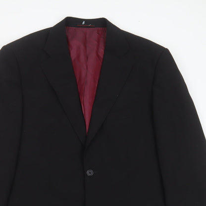 1860 Menswear Mens Black  Polyester Jacket Suit Jacket Size 40