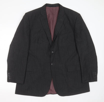 F&F Mens Grey Striped Polyester Jacket Suit Jacket Size 46