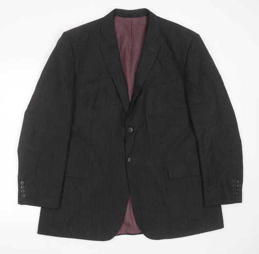 F&F Mens Grey Striped Polyester Jacket Suit Jacket Size 46