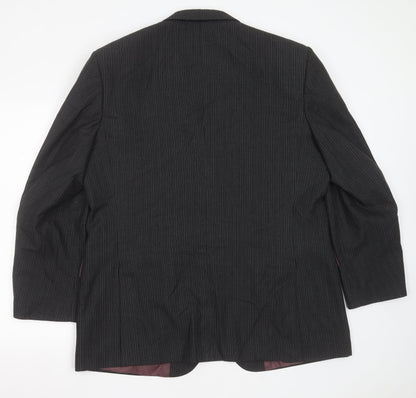 F&F Mens Grey Striped Polyester Jacket Suit Jacket Size 46