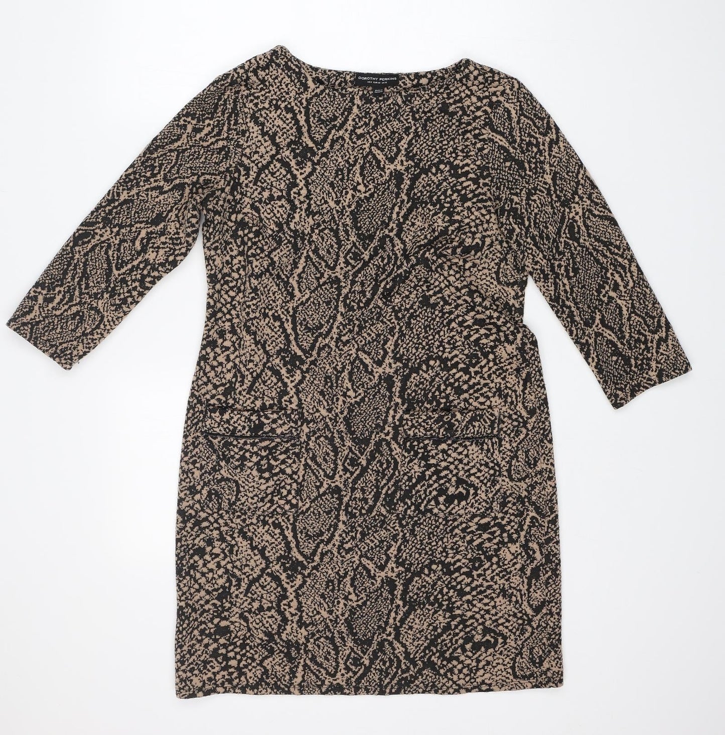 Dorothy Perkins Womens Multicoloured Animal Print Polyester A-Line  Size 12  Boat Neck