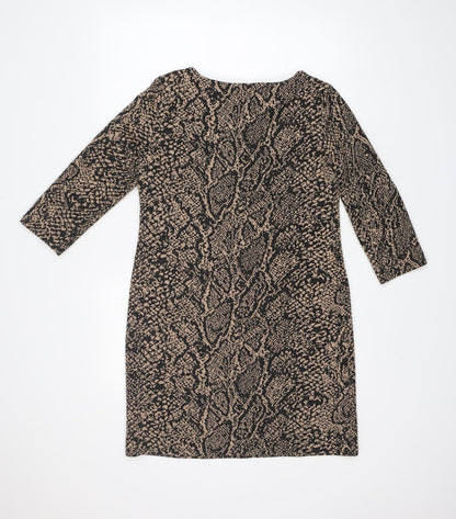 Dorothy Perkins Womens Multicoloured Animal Print Polyester A-Line  Size 12  Boat Neck