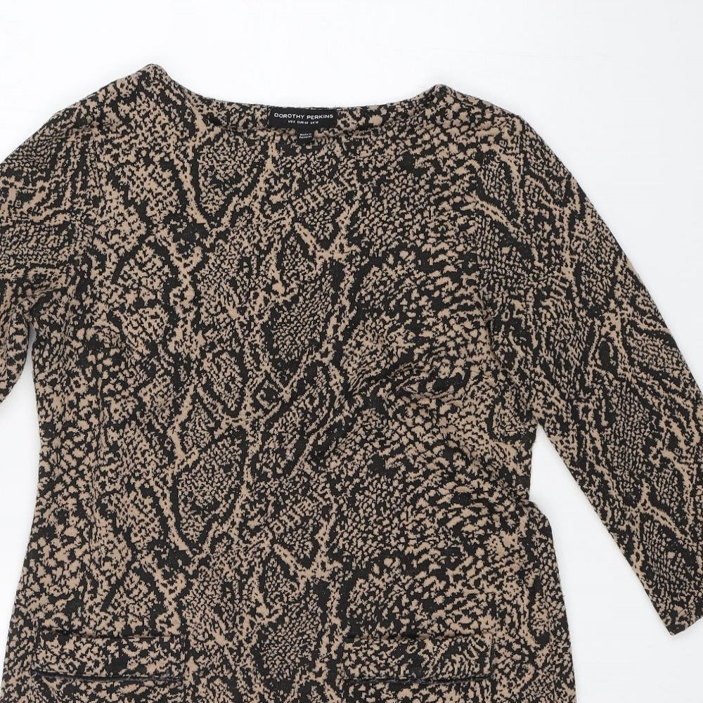 Dorothy Perkins Womens Multicoloured Animal Print Polyester A-Line  Size 12  Boat Neck