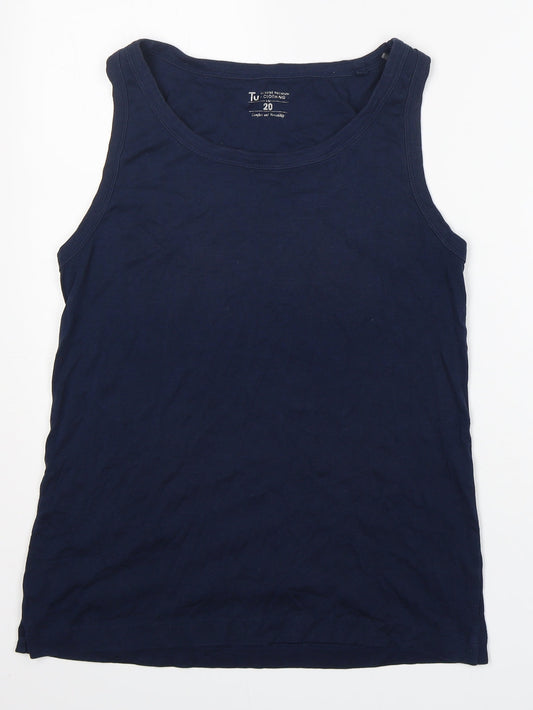 TU Mens Blue  100% Cotton Basic Tank Size 20 Round Neck