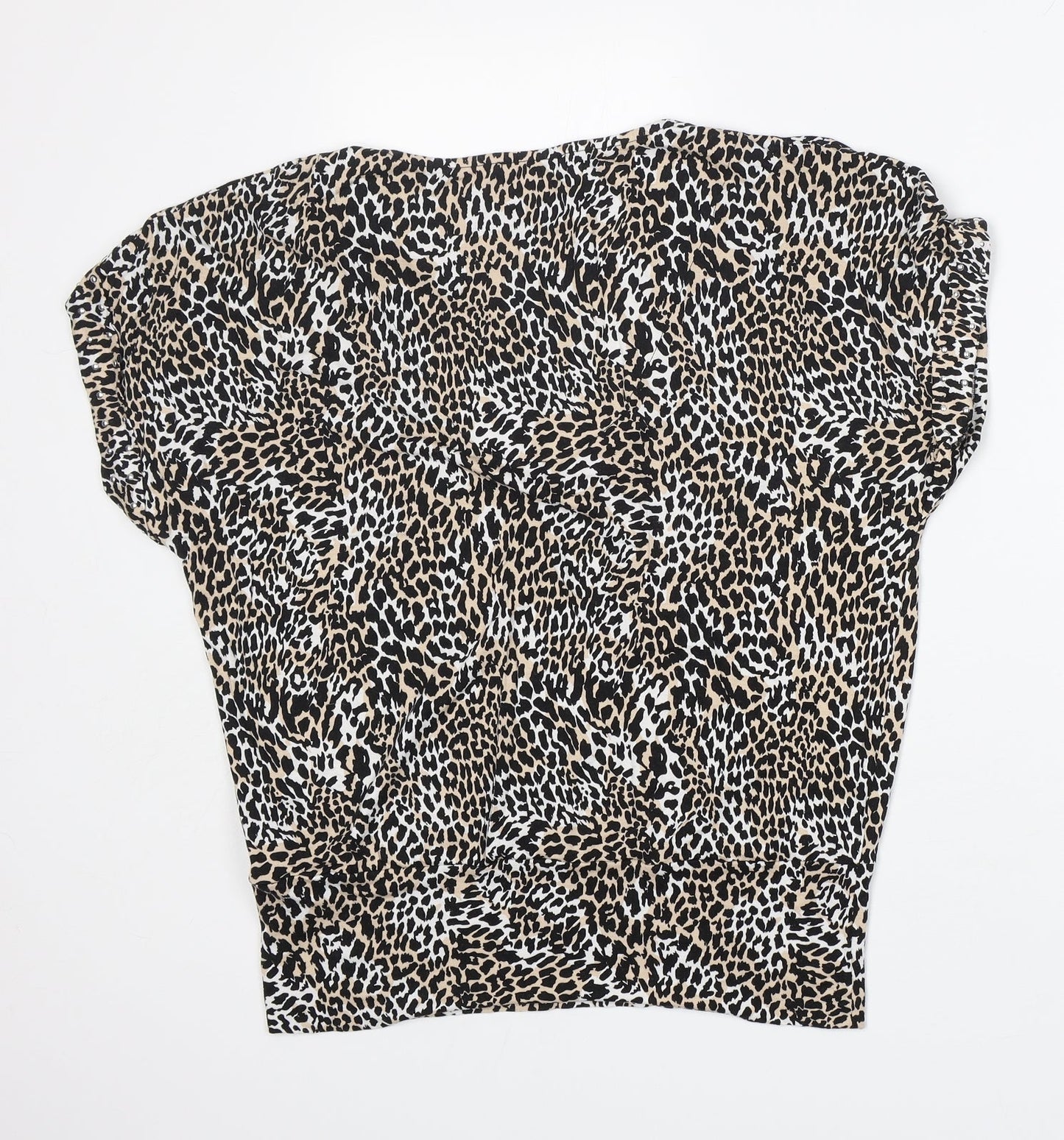 F&F Womens Multicoloured Animal Print Viscose Basic T-Shirt Size 10 V-Neck - very soft