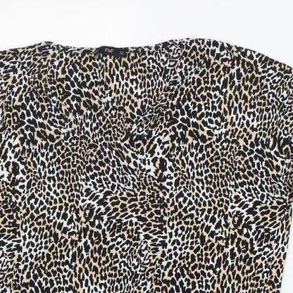 F&F Womens Multicoloured Animal Print Viscose Basic T-Shirt Size 10 V-Neck - very soft