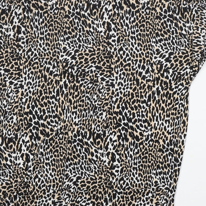 F&F Womens Multicoloured Animal Print Viscose Basic T-Shirt Size 10 V-Neck - very soft