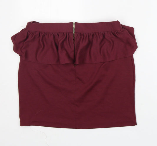 New Look Womens Red  Polyester Straight & Pencil Skirt Size 12   Zip