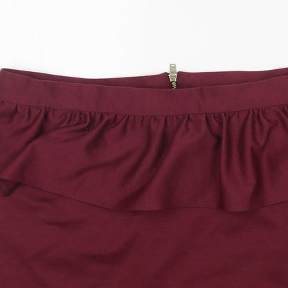 New Look Womens Red  Polyester Straight & Pencil Skirt Size 12   Zip
