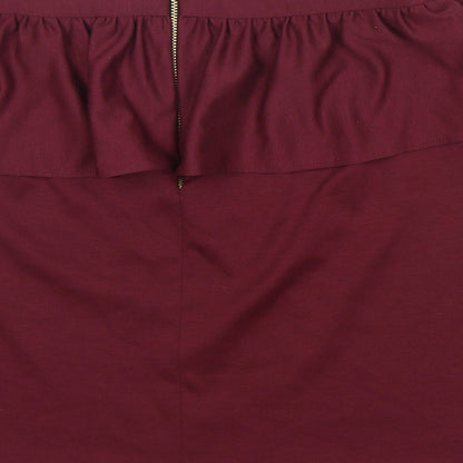 New Look Womens Red  Polyester Straight & Pencil Skirt Size 12   Zip