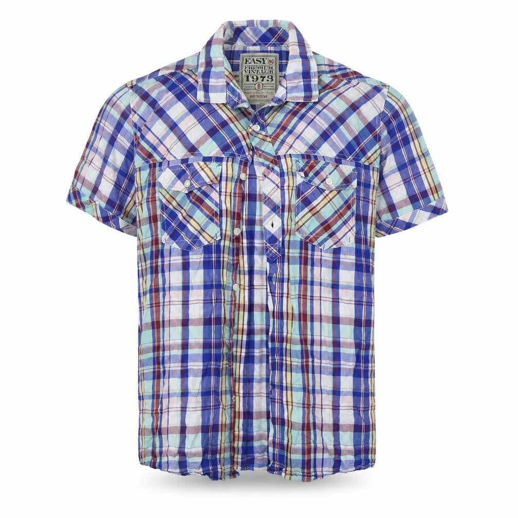 Mens UK Size M Easy Multicoloured  Button-Up Short Sleeve Casual Shirt