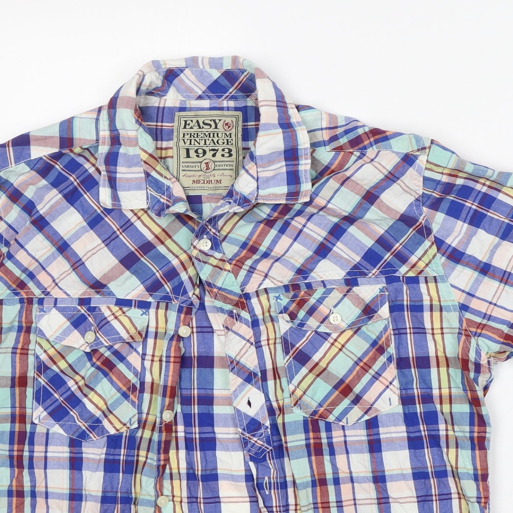 Mens UK Size M Easy Multicoloured  Button-Up Short Sleeve Casual Shirt