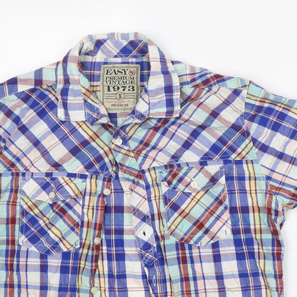 Mens UK Size M Easy Multicoloured  Button-Up Short Sleeve Casual Shirt