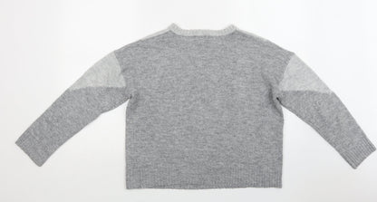 Primark Womens Grey Crew Neck  Acrylic Pullover Jumper Size S