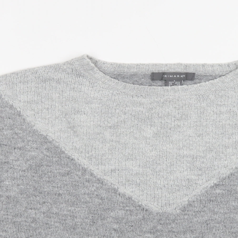 Primark Womens Grey Crew Neck  Acrylic Pullover Jumper Size S