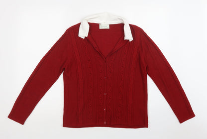 Womens UK Size M Jumper Red Cardigan Jumper